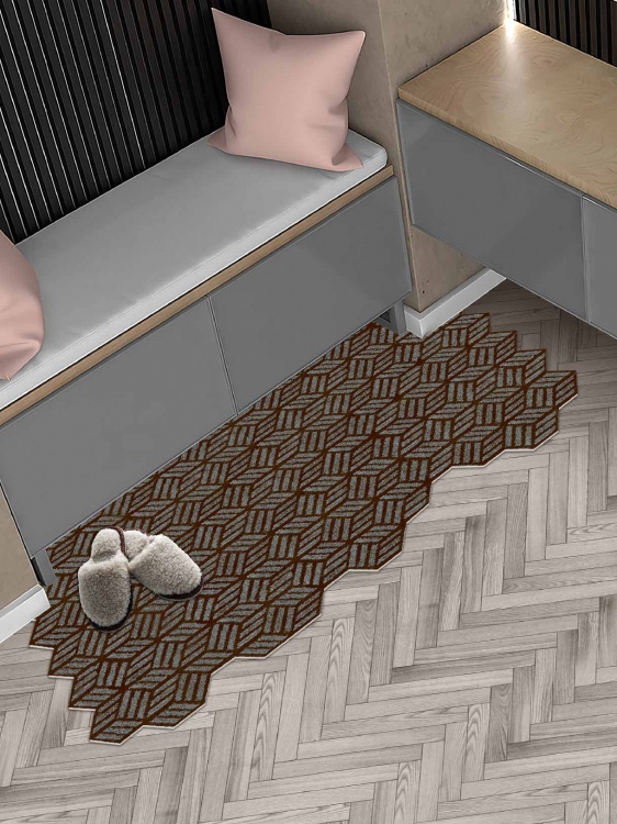 Коврик придверный влаговпитывающий SHAHINTEX Жаккард ТПР 60х120 мокко 02 S - 3