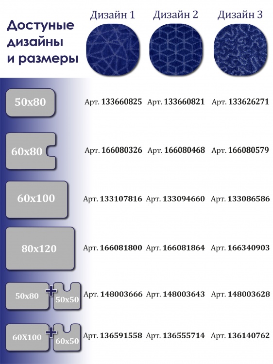 Коврик SHAHINTEX РР 60*80 002 т.синий 14 S - 3