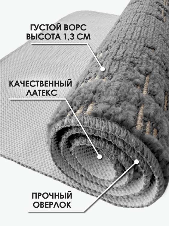 Коврик АРТ icarpet «Гранж» 100х150 серый с бисквитным 7 S - 5
