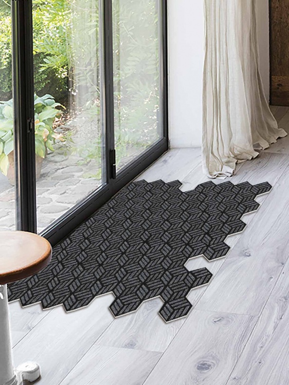 Коврик придверный влаговпитывающий SHAHINTEX Жаккард ТПР 80х120 графит 01 - 5