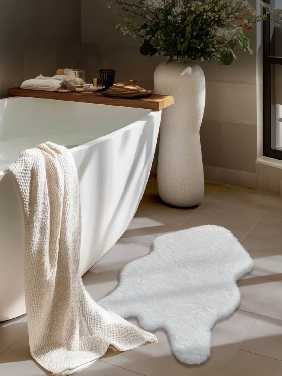 Коврик меховой шкура SHAHINTEX (3 см) 50х88 белый кролик 28 - 4